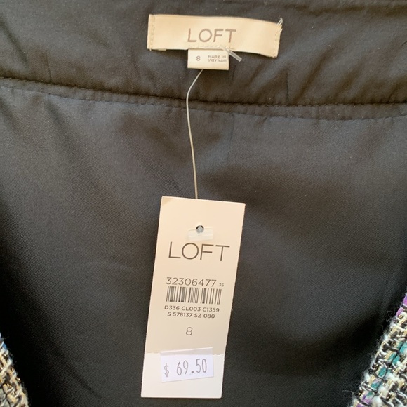 LOFT Tweed Pencil Skirt Multi Color Two Front Pockets Size 8 NWT - Picture 4 of 8